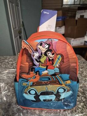 Disney Orange & Blue Goofy and Max Surf Car Mini Backpack